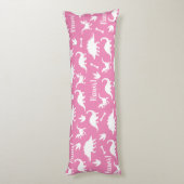 Coussins Longs Rawr Moderne Blanc Dinosaure Silhouettes (Dos (Vertical))