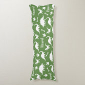 Coussins Longs Rawr Moderne Blanc Dinosaure Silhouettes (Devant (Vertical))