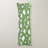 Coussins Longs Rawr Moderne Blanc Dinosaure Silhouettes (Dos (Vertical))