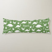 Coussins Longs Rawr Moderne Blanc Dinosaure Silhouettes (Devant)