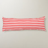 Coussins Longs Rayé Horizontal Simple Rouge Rosé et Blanc (Dos)