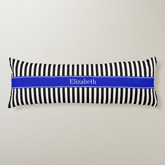 Coussins Longs Rayure Noir Blanc Noir Monogramme Nom (Devant)