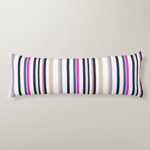 Coussins Longs Rayures bleues roses et sable