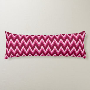 Coussins Longs Rayures Chevron Ikat - Bourgogne, Rose et Rose Cla