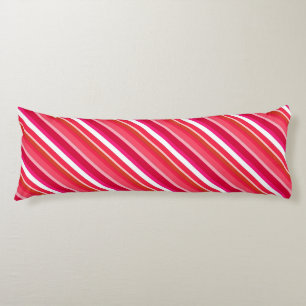 Coussins Longs Rayures de bonbons en couches - rouge, rose et bla