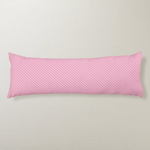 Coussins Longs Rayures diagonales - rose coquillage et blanc