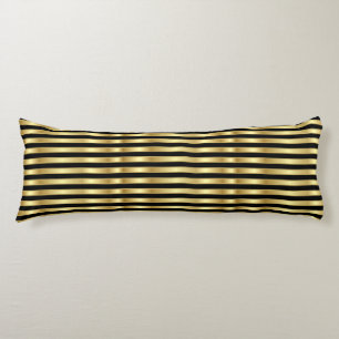 Coussins Longs Rayures élégantes dorées et noires