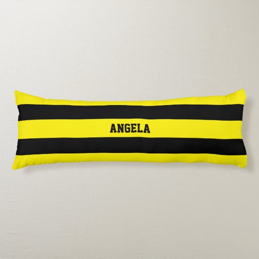 Coussins Longs rayures jaunes et noires (Devant)