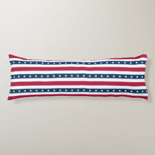 Coussins Longs Rayures patriotiques avec étoiles (horizontales)
