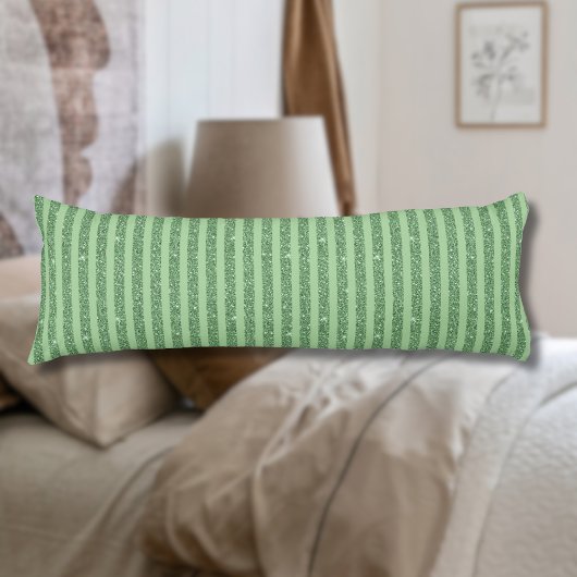 Coussins Longs Rayures verticales simples avec paillettes vert fo