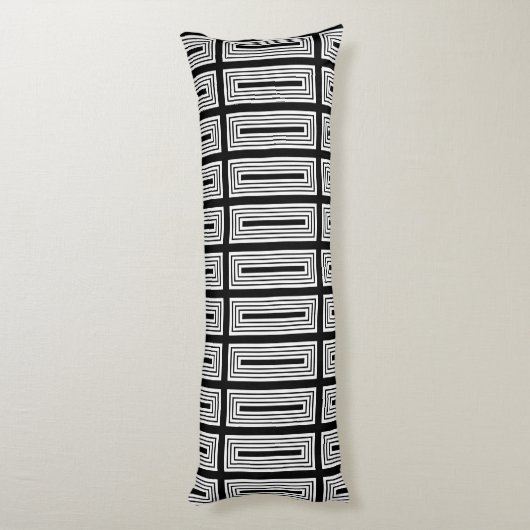 Coussins Longs Rectangles imbriquées en noir et blanc (Dos (Vertical))