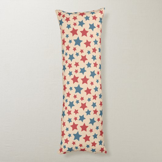 Coussins Longs Red and Blue Stars, 4th of July, Beige Background (Dos (Vertical))