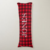 Coussins Longs Red & black buffalo plaid pattern personalized (Devant (Vertical))