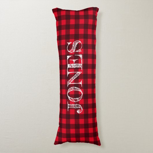 Coussins Longs Red & black buffalo plaid pattern personalized (Devant (Vertical))