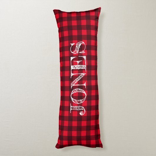Coussins Longs Red & black buffalo plaid pattern personalized (Dos (Vertical))