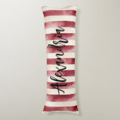 Coussins Longs Red Burgundy Cream Stripes Flowers Leaves (Devant (Vertical))