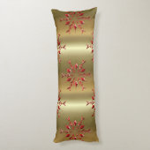 Coussins Longs Red Christmas Stars on Gold (Dos (Vertical))