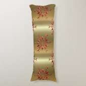 Coussins Longs Red Christmas Stars on Gold (devant Vertical)