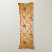 Coussins Longs Red Christmas Stars on Gold (Devant (Vertical))