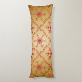 Coussins Longs Red Christmas Stars on Gold (Dos (Vertical))