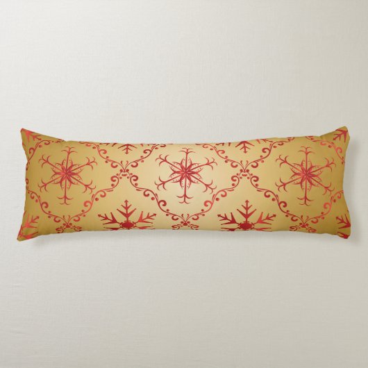 Coussins Longs Red Christmas Stars on Gold (Devant)
