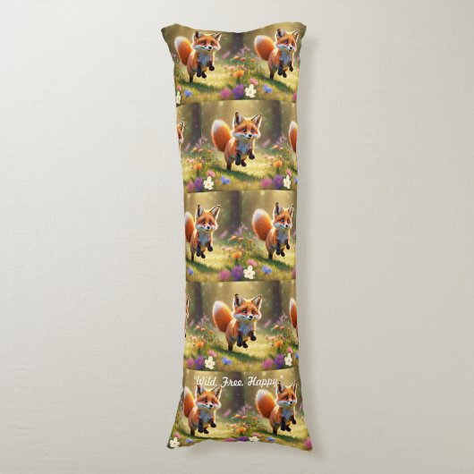 Coussins Longs "Red Fox Kit's Antics" (Devant (Vertical))