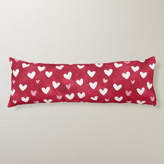 Coussins Longs Red Pink White Hearts (Devant)