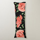 Coussins Longs Red Poppies Black Stripes Chic (Devant (Vertical))