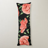 Coussins Longs Red Poppies Black Stripes Chic (Dos (Vertical))