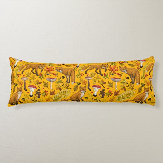 Coussins Longs Renard d'automne sur orange (Devant)