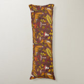 Coussins Longs Renards d'automne sur chocolat brun (Devant (Vertical))