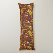 Coussins Longs Renards d'automne sur chocolat brun (Dos (Vertical))