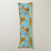 Coussins Longs Renards et papillons sur le bleu de la piscine (Devant (Vertical))