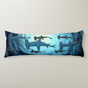Coussins Longs Requins en silhouette avec le Sun Ball Print
