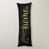 Coussins Longs Restons à la maison Citation sur le noir jaune élé (Dos (Vertical))