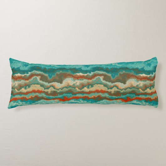 Coussins Longs Résumé Rouille et Turquoise (Devant)