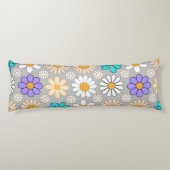 Coussins Longs Retro Daisy Motif Simple.01. Gray BG (Dos)