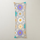 Coussins Longs Retro Daisy Motif Simple.01. Gray BG (Dos (Vertical))
