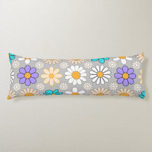 Coussins Longs Retro Daisy Motif Simple.01. Gray BG