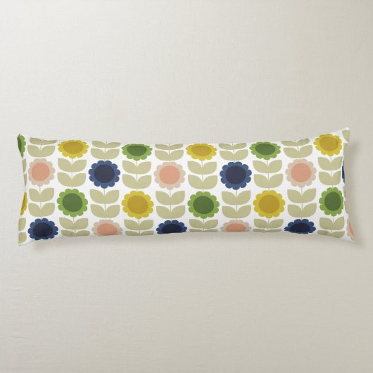 Coussins Longs Retro Groovy Summer Flowers Stems (Dos)