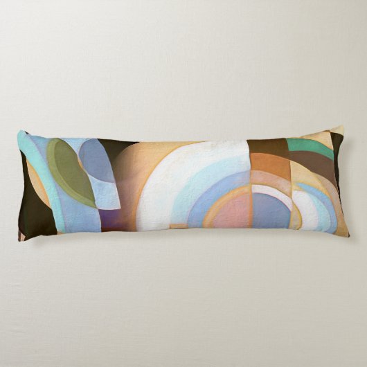 Coussins Longs Retro Mod Brown et Blue Grapic Circle Pattern (Dos)