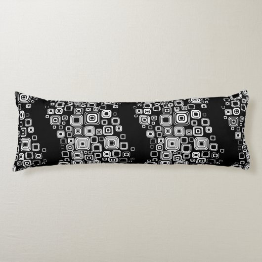 Coussins Longs Rétros carrés noirs et blancs (Devant)