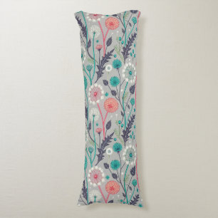 Coussins Longs Rêve turquoise & Crimson Dandelion - Stylisé Flora