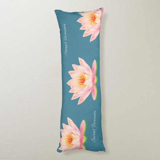 Coussins Longs Rêves doux Fleurs de Lotus sur papier Turquoise bl (Dos (Vertical))