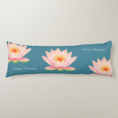 Coussins Longs Rêves doux Fleurs de Lotus sur papier Turquoise bl (Devant)