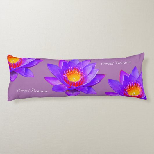 Coussins Longs Rêves doux Lotus Fleurs sur Violet (Dos)