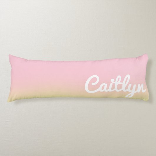 Coussins Longs Rêveuse rose et jaune ombré blanc nom adolescente (Devant)