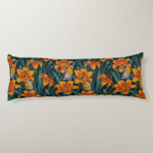 Coussins Longs Robins et fleurs de lys, orange et bleu (Dos)