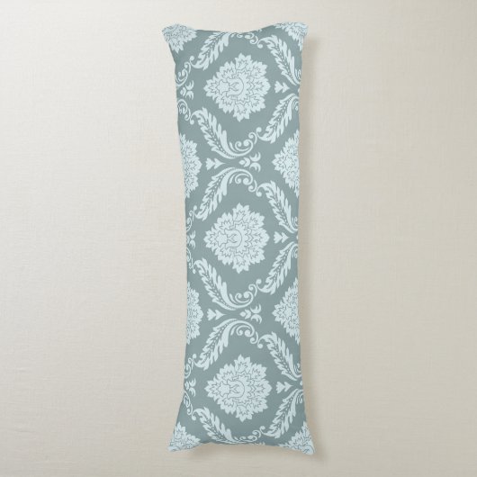 Coussins Longs Rococo Damask Big Pattern Duck Egg Blue+Teal (Devant (Vertical))