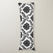 Coussins Longs Rococo Damask Lg Pattern Black on White (Devant (Vertical))